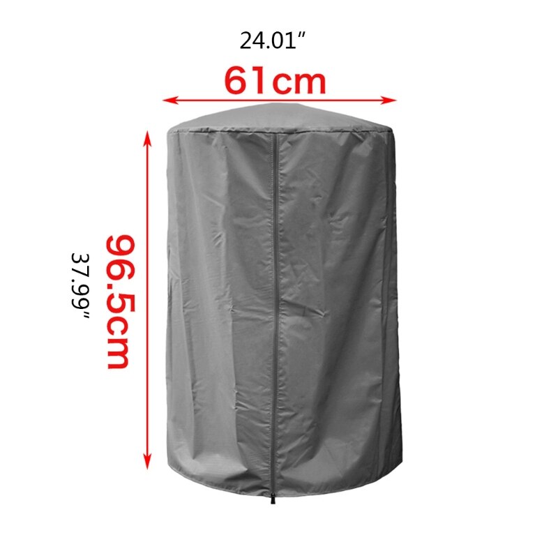Universal Waterproof Heater Cover with Zipper Heavy Duty Outdoor Round Heater Cover Standup Patio Heater Dust Cover