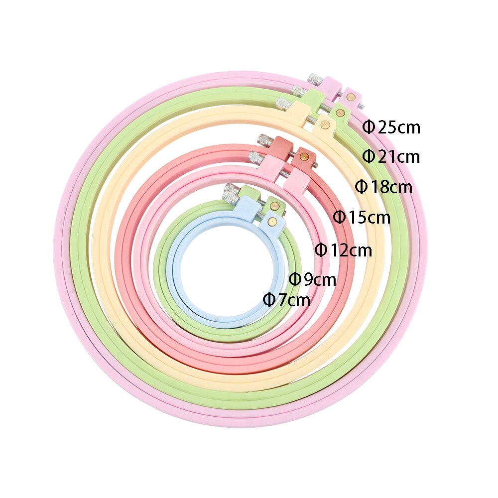 7 storlek plast godis färg diy sy broderi ring hoop verktyg broderi korsstygn ram ram ring rund båge hantverk