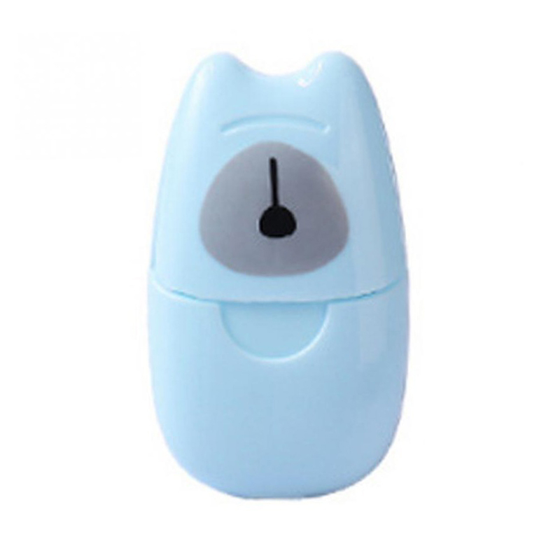 50 stuks wegwerppapierzeep voor op reis, draagbare handwasbox, aromatische plakjes, vellen, mini-zeeppapier voor kinderen en volwassenen: Blauw