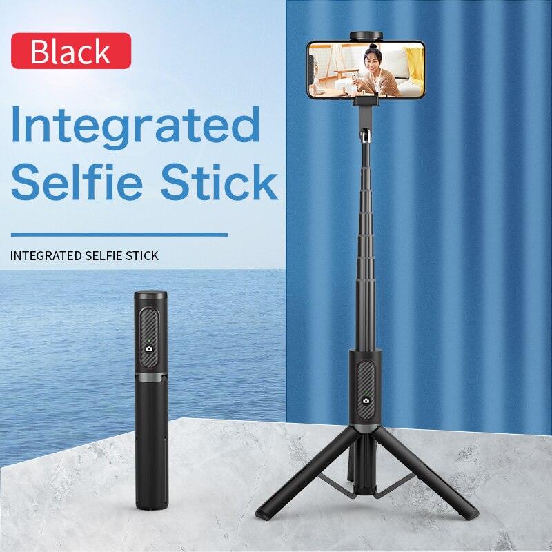 UJU Selfie Stick Tripod Portable One-Piece Universal Multifunction Mini Bluetooth Remote Control Desktop Live Boardcast Stand: Black