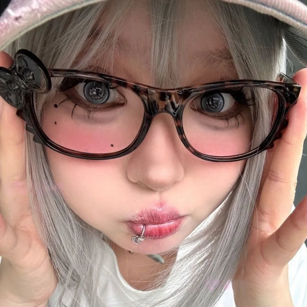 Y2K Luipaardprint Brilmontuur Anime Luipaardprint Brilmontuur Kawaii Retro Bril Cartoon Leuke Brillen Decoratief Speelgoed