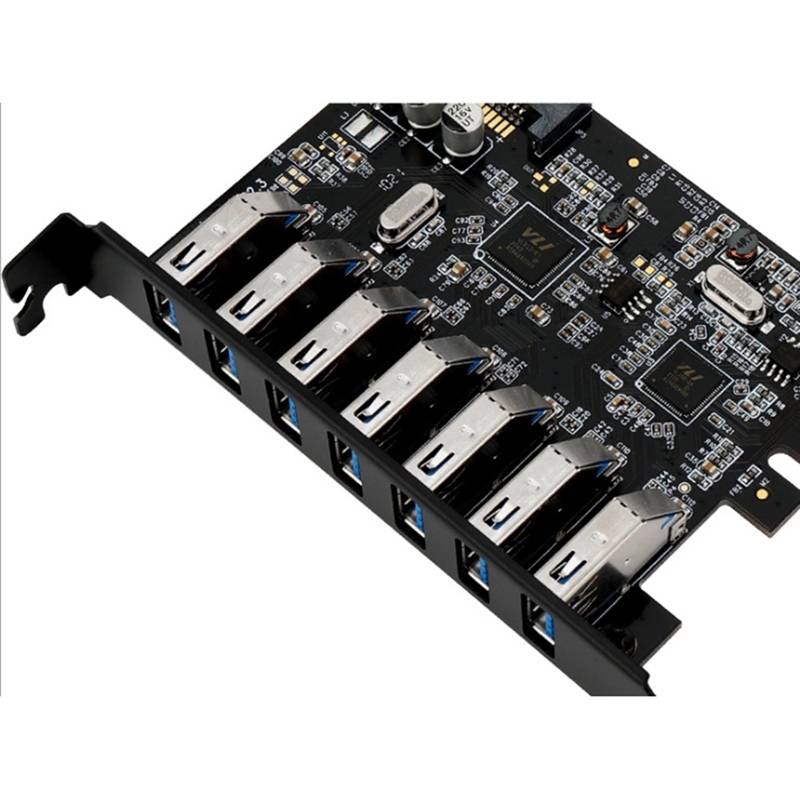 7 Port USB Expansion Card 7 Port USB3.0 Adapter Card Pcie USB 3.0 Expansion Card With 15 Pin Power Supply For Desktop