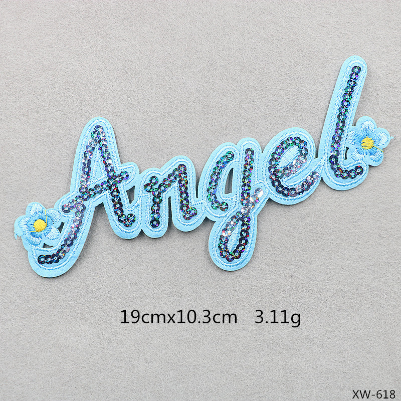 Angel Love Pretty Pailletten Woorden Letters Ijzer Geborduurde Patches Voor kleding Meisje kleding Stickers Kledingstuk Applicaties