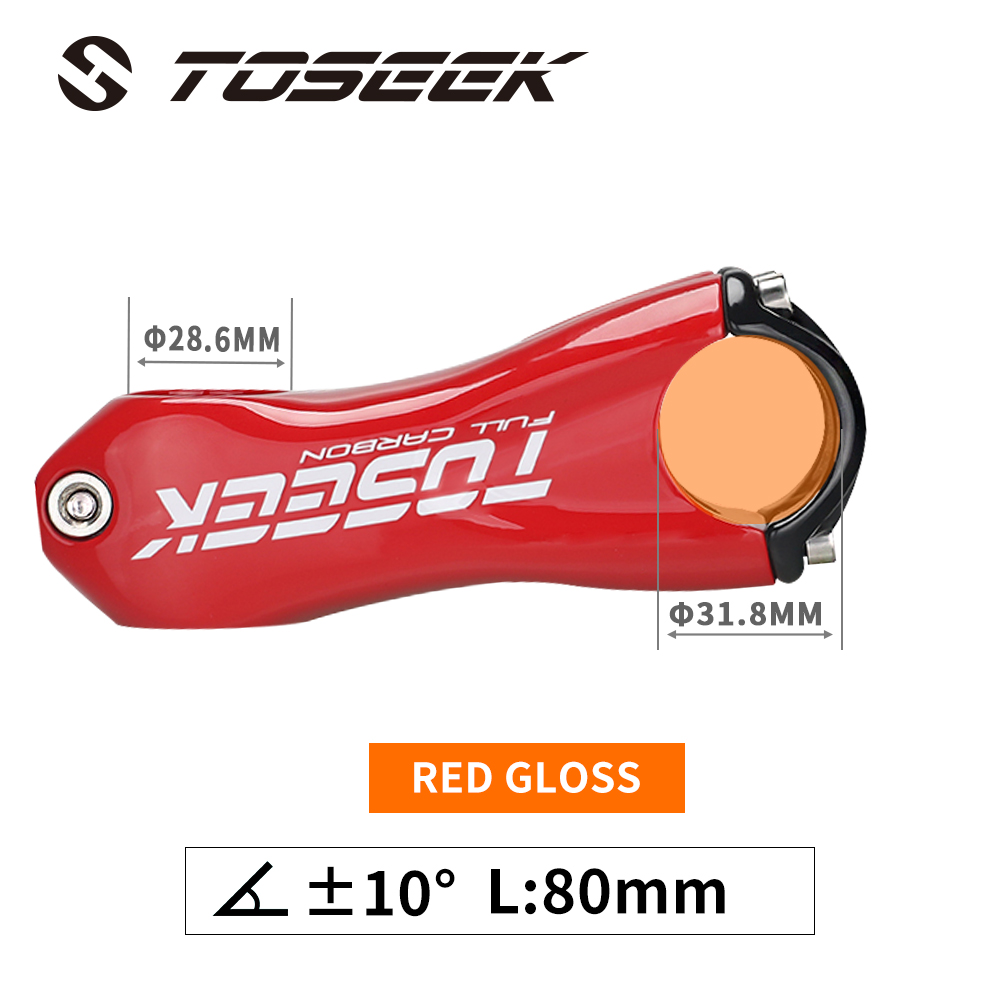 Toseek Stuurpen Stuur 31.8Mm Full Carbon Fiber Fietsen Mtb Road Fiets Stuurpen Mountain Hoek 10 Graden 80/90/100/110Mm: red - 80mm