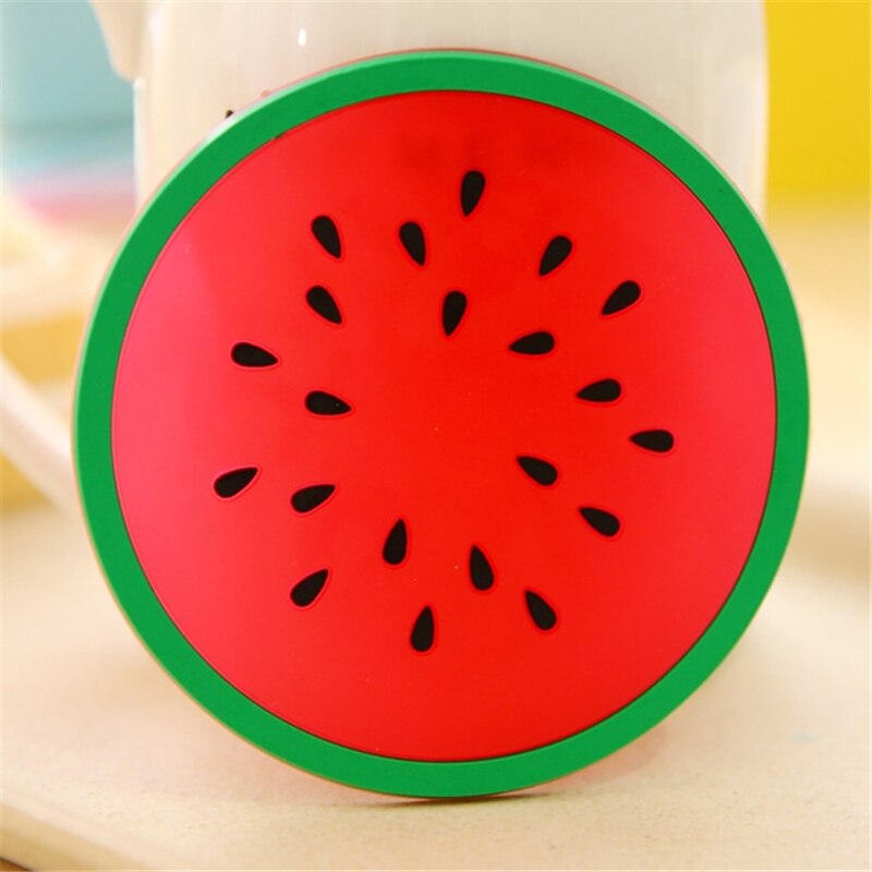 Fruit Shape Coaster Cup Pads Silicone Insulation Mat Drink Holder Watermelon Kiwi Fruit Lime Mango Orange Carambola: Style 6