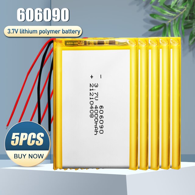 606090 3.7V 4000mAh Rechargeable Li-ion Lithium Polymer Battery For GPS PSP DVD Power Bank Tablet PC Reading Machine LED Lights: 5PCS