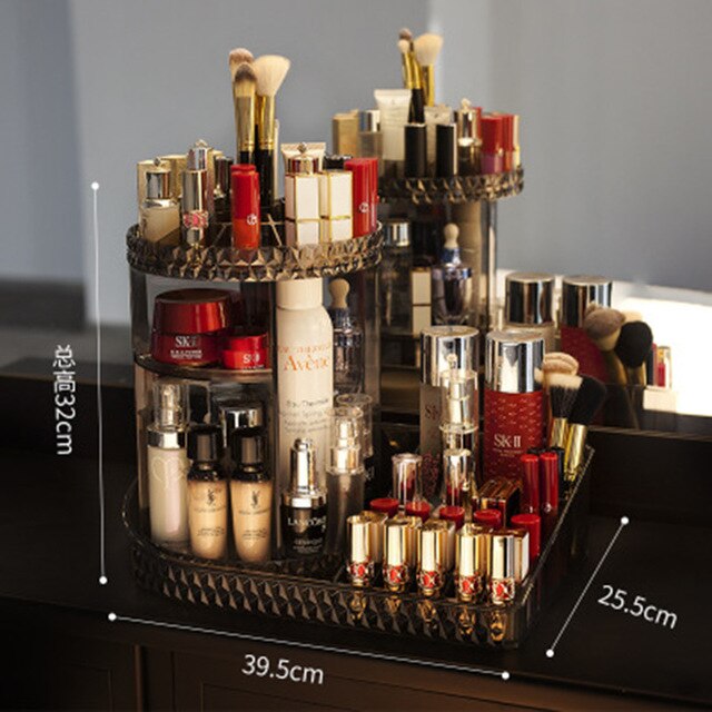 Stor størrelse makeup arrangør make up opbevaring smykker små ting parfume organisator til kosmetik akryl skrivebord makeup smykker æske: Sort
