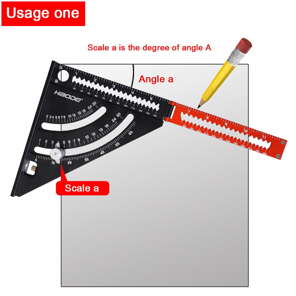 Metric Aluminum Alloy Triangle Angle Ruler Protractor Woodworking Measurement Tool 30cm Quick Read Square Layout Gauge