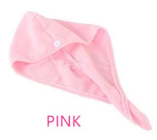 Super Absorberende Voor Lange Krullend Haar Handdoek Met Knop Voor Hoofd Anti-Frizz Microfiber Handdoek Tulband Twist Haar Cap reizen Handdoeken: pink