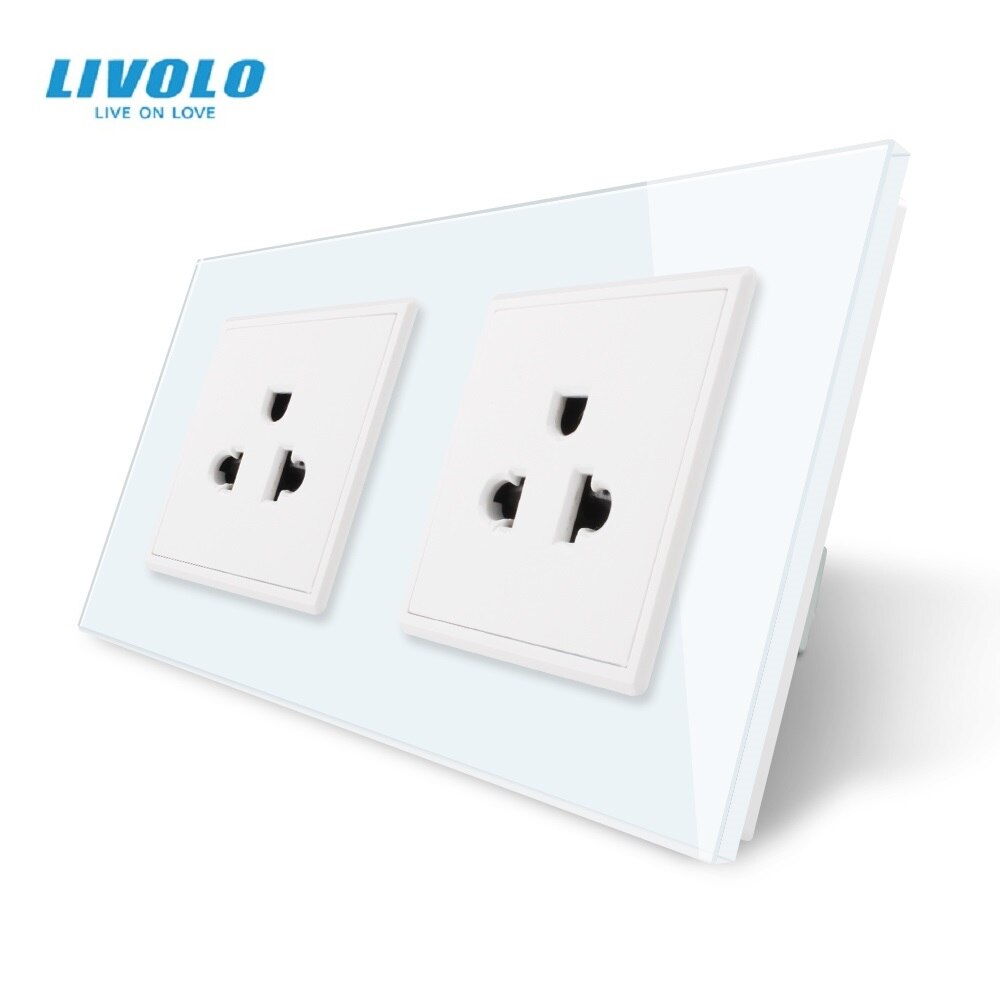 LIVOLO Pannello in vetro a 4 scomparti per interruttore della luce e presa VL C7 C2/C2/C1/SR 11, colore: Bianco LIVOLO Pannello in vetro a 4 scomparti per interruttore della luce e presa VL C7 C2/C2/C1/SR 11, colore: Bianco