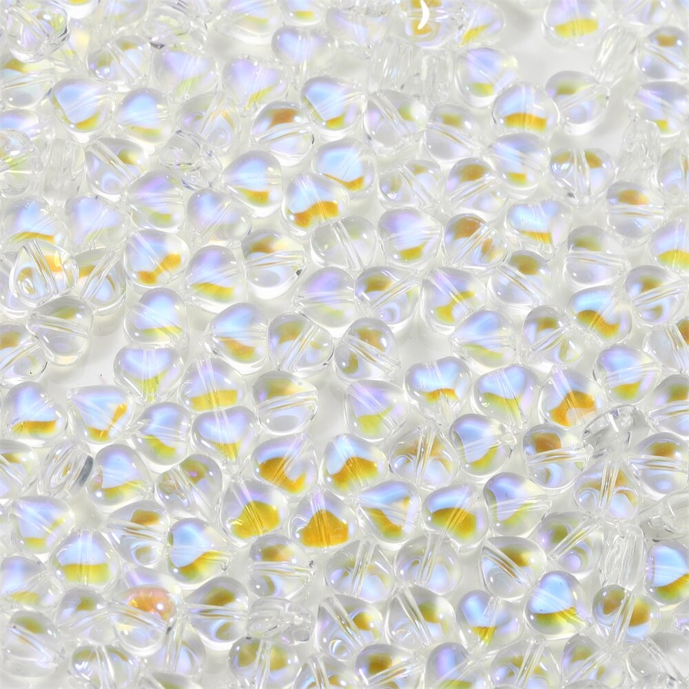 20-50pcs 6.4/9.6mm Transparent Star Heart Shape Glass Beads Colorful Loose Spacer Bead For Jewelry Makeing DIY Handmade Bracelet: Brown / other