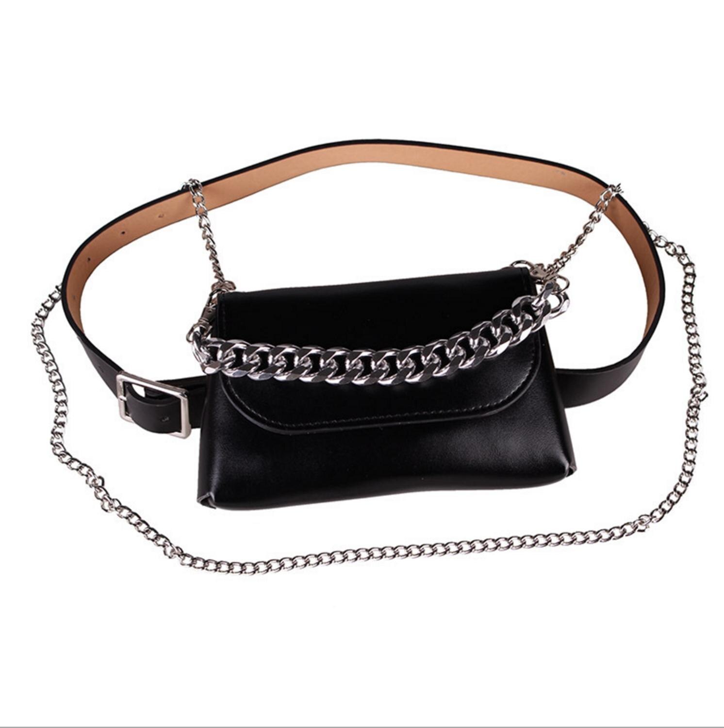 Women Leather Chain PU Leather Waist Bags Crossobdy Hand Bag Tote Clutch Chain Messenger Bags Shoulder Bag Flap Handbag for Lady
