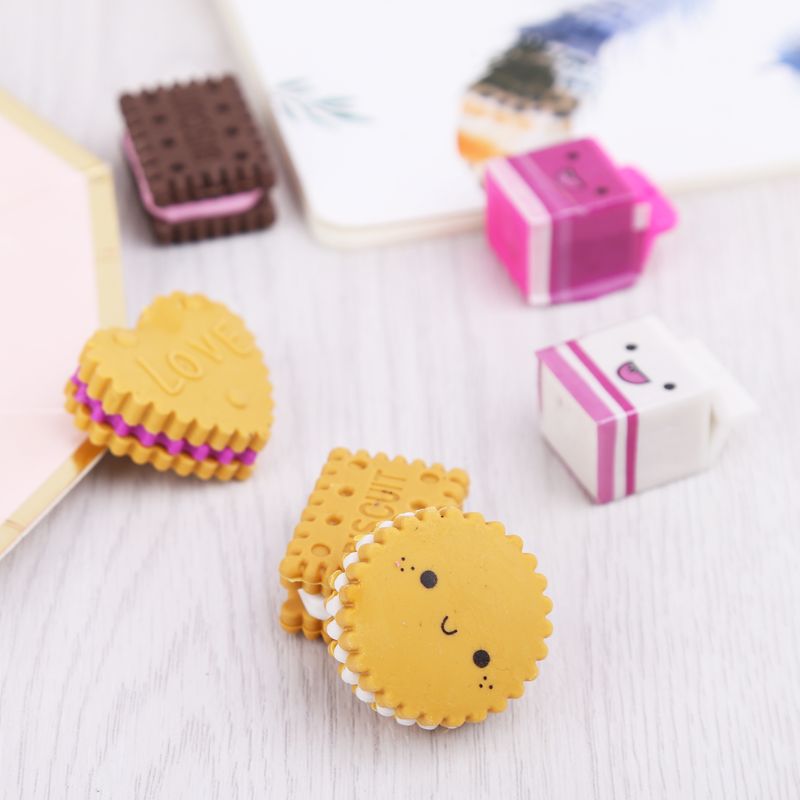 6 teile/satz Kawaii Keks Milch Gummi Bleistift Radiergummi freundlicher Schüler Schule Schreibwaren G92E
