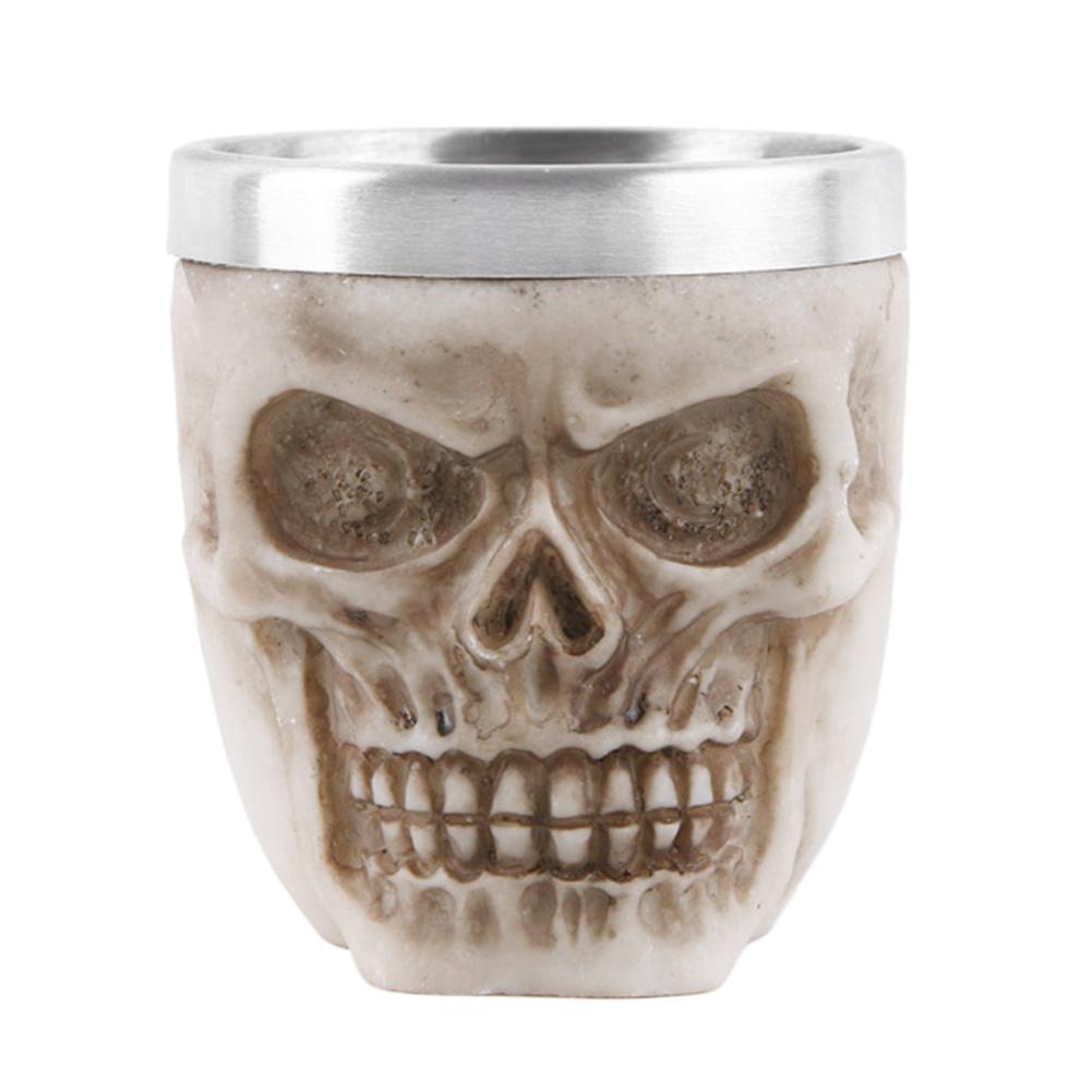 Vintage mugg 3d drickskopp i rostfritt stål horn harts dödskalle mugg öl te kaffekoppar bar pub drinkware dekor