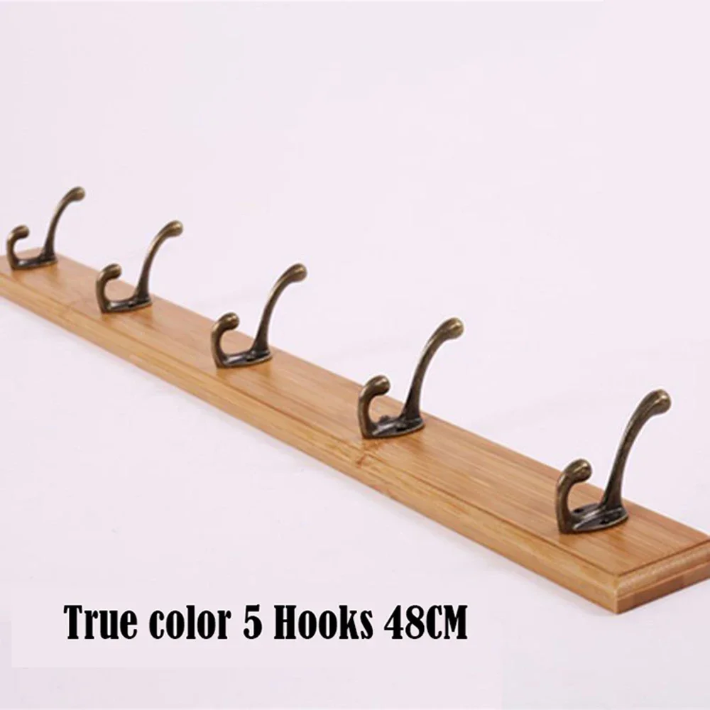Colgador de pared para puerta de dormitorio, gancho trasero de madera maciza, perchero perforado para ropa, Organizador de armario para decoración del hogar: Multicolor