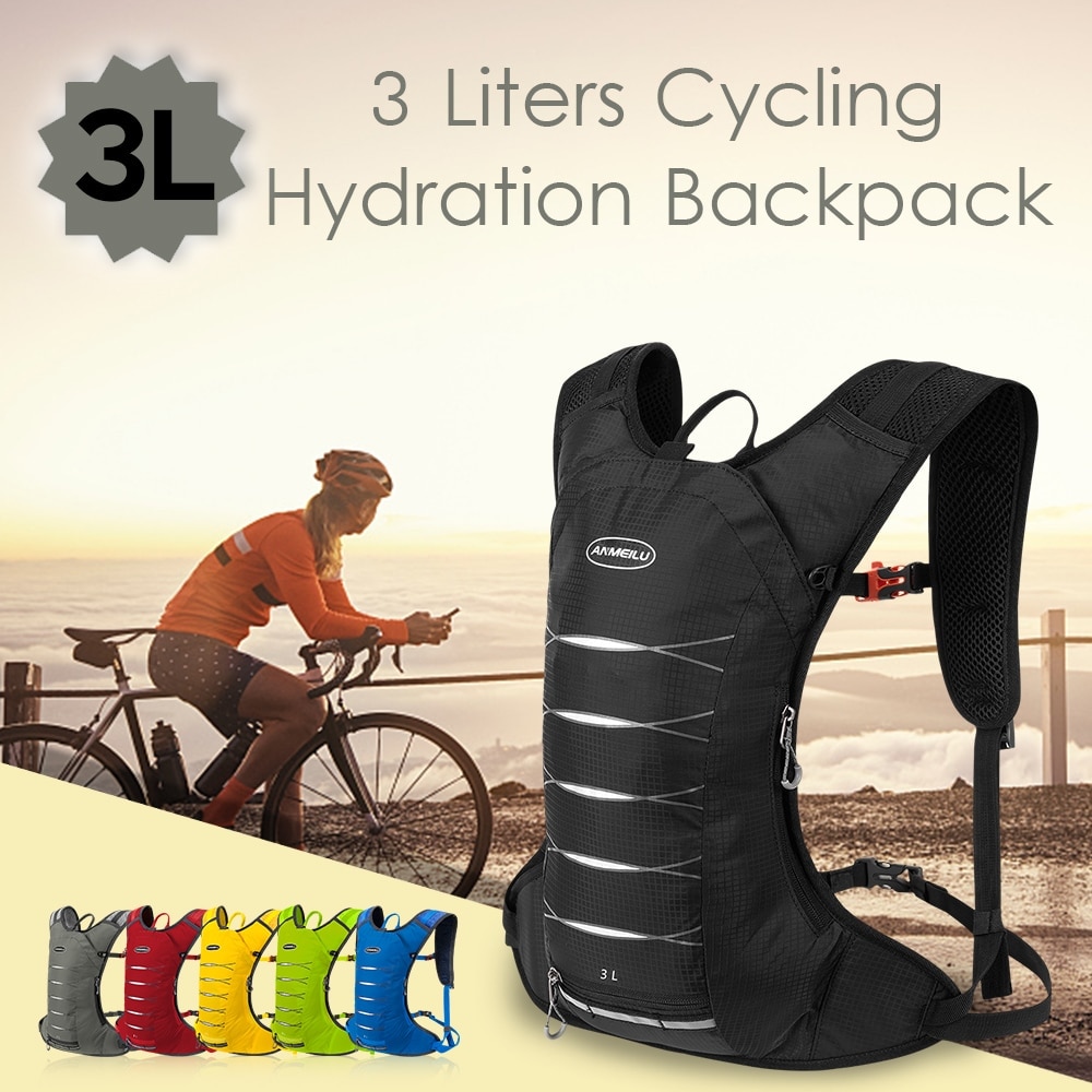 3 Liters Cycling Hydration Backpack Lightweight Water-resistant Daypack Bag for Outdoor Riding Hiking Running Camping