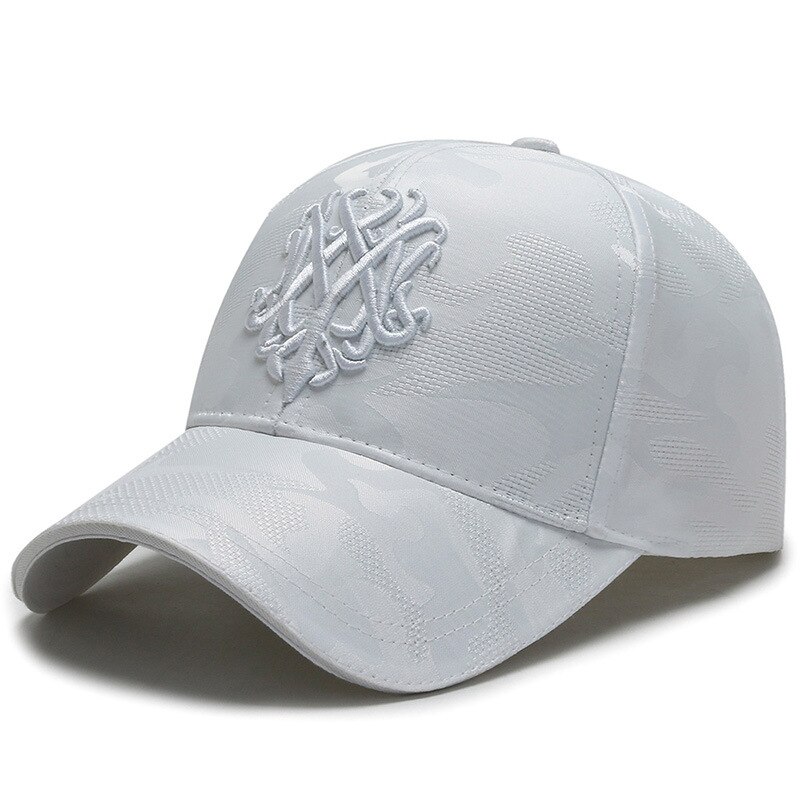 Unisex afslappet baseball kasket sport snap tilbage hvid kasket broderi blødt bomuld sommer streetwear hat kasketter til mand trucker hat: Hvid