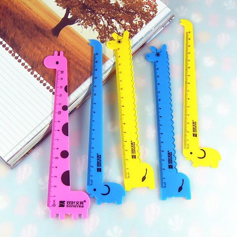 40 stuks/partij schattige cartoon liniaal  of 15 cm giraffe liniaal feest voor kinderen schoolbenodigdheden schrijfwaren