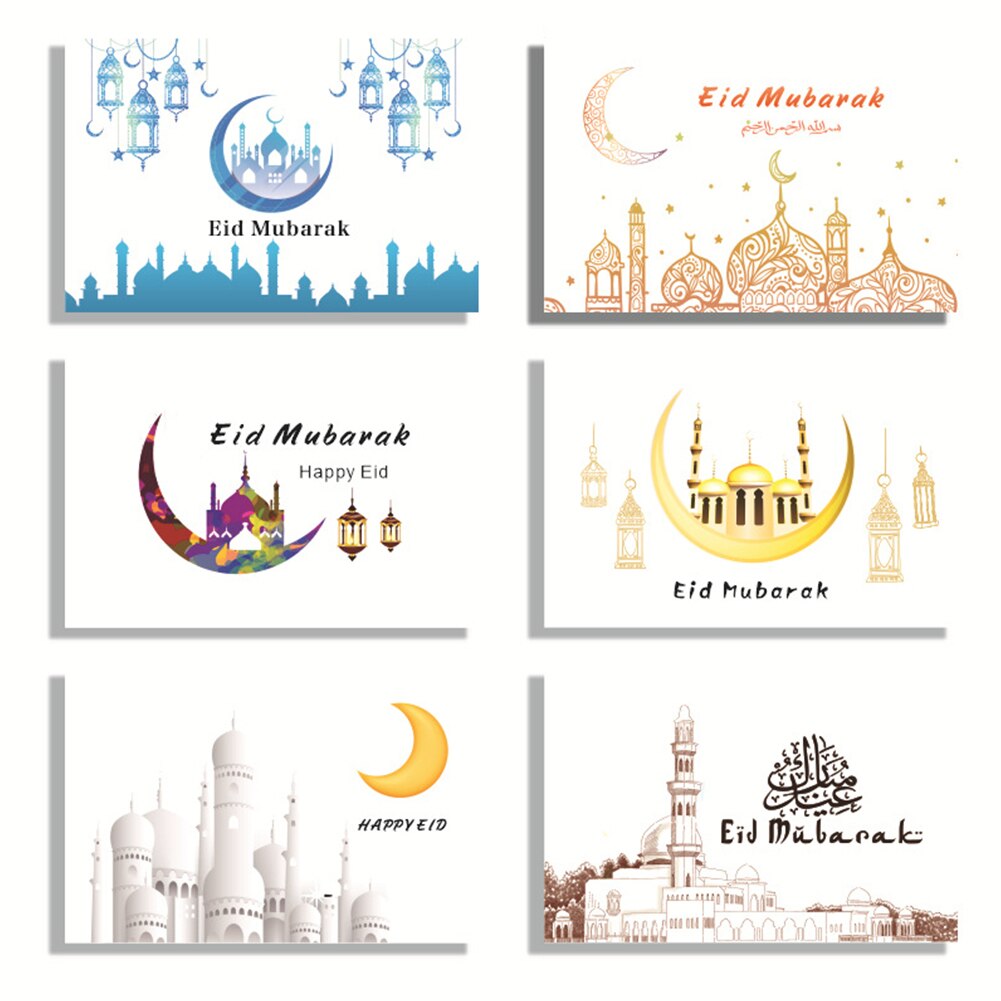 Ensemble de cartes de vœux pour l&#39;aïd al-fitr, carte postale d&#39;anniversaire, de fête, décor de Ramadan, du Ramadan, 6 pièces