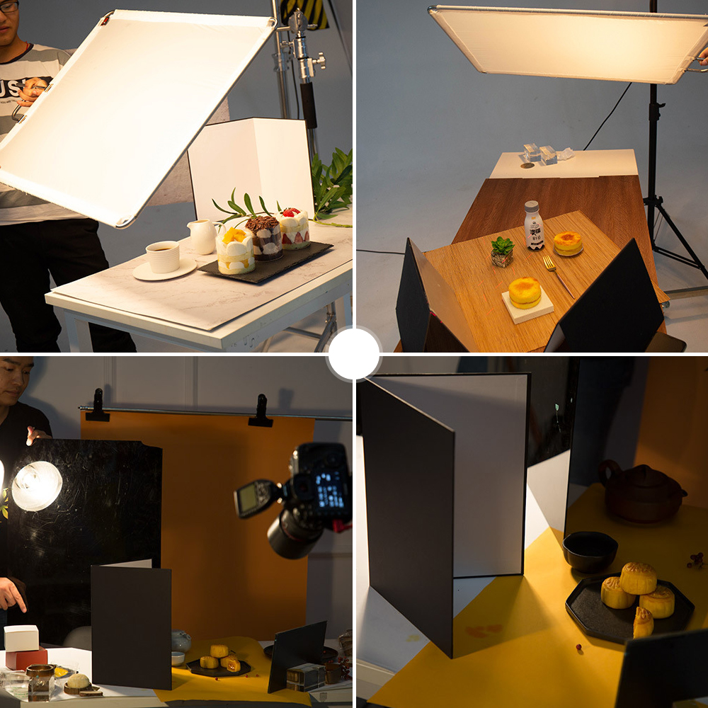 A4 Fotografie Karton Vouwen Reflector Zwart Zilver Wit Dik Papier Boek Board Reflecterende Voor Camera Foto Schieten