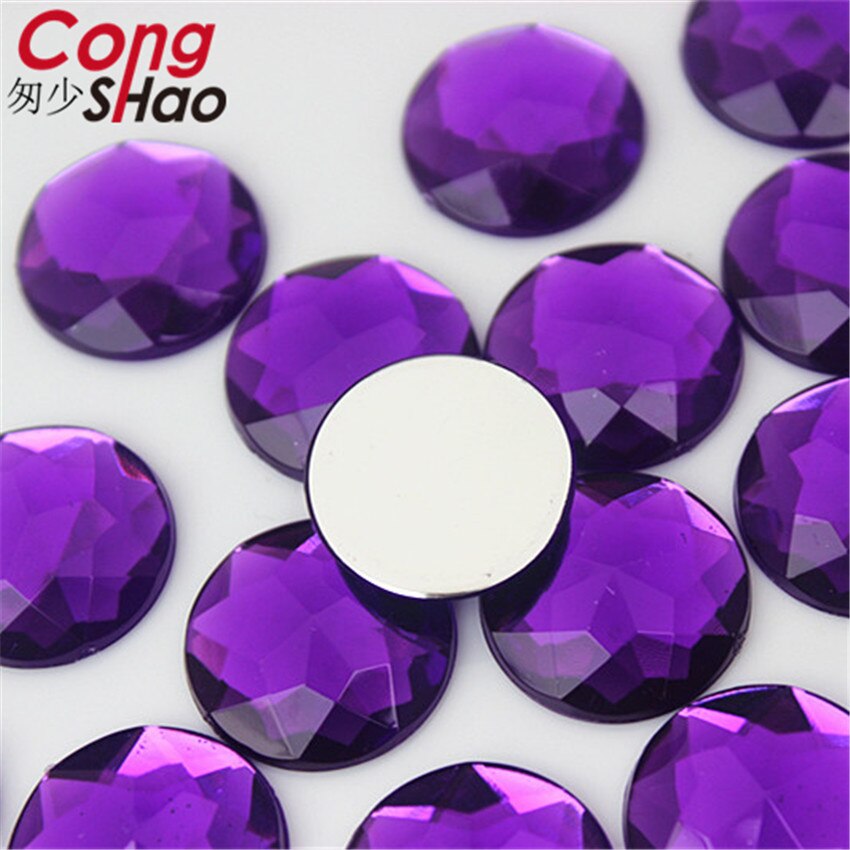 Cong Shao 20PCS 20mm Colorful Acrylic Rhinestone Round Flat Back Beads Crystal Stones DIY Costume Jewelry Crafts Scrapbook ZZ751