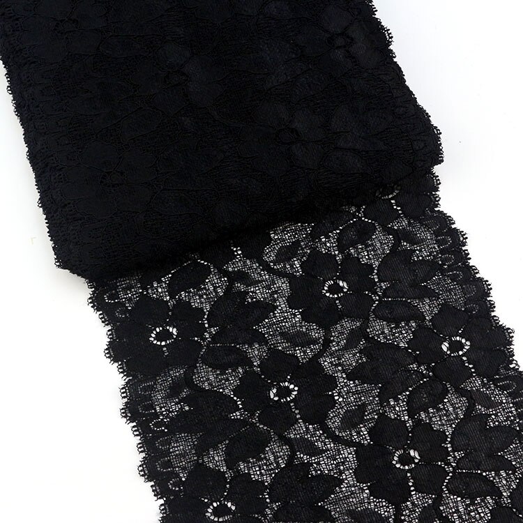 Ruban de dentelle souple à motif Floral de 16cm, fournitures d'artisanat en dentelle, robe pour vêtements dessus soutien-gorge décoration blanche, guipure dentelle: Black
