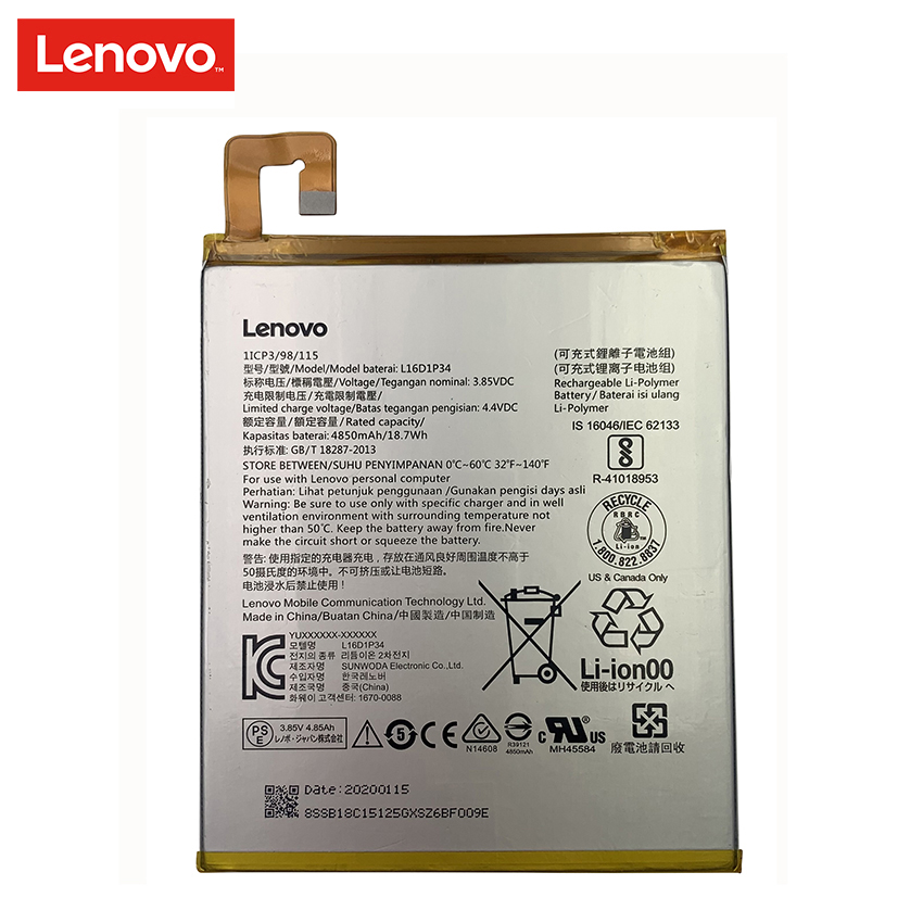 100% d&#39;origine 4850mAh L16D1P34 Batterie Pour Lenovo TAB4 8 TB-8504N TB-8504X TB-8504F TAB4 8 plus TB-8704F Batteries Bateria