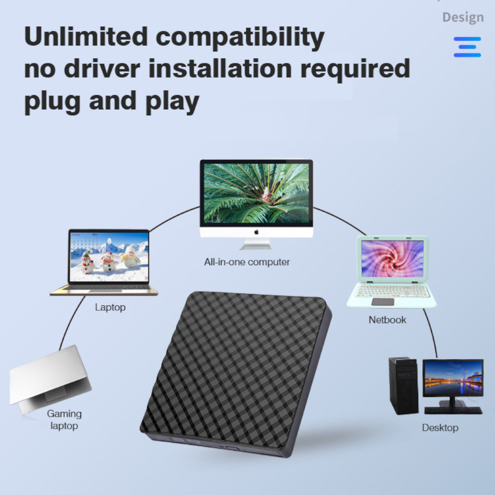 USB 3.0 Type C 2 in 1 Ultra-thin External RW CD Burner DVD Optical Drive Reader Player Portable CD-RW DVD-ROM for Laptop
