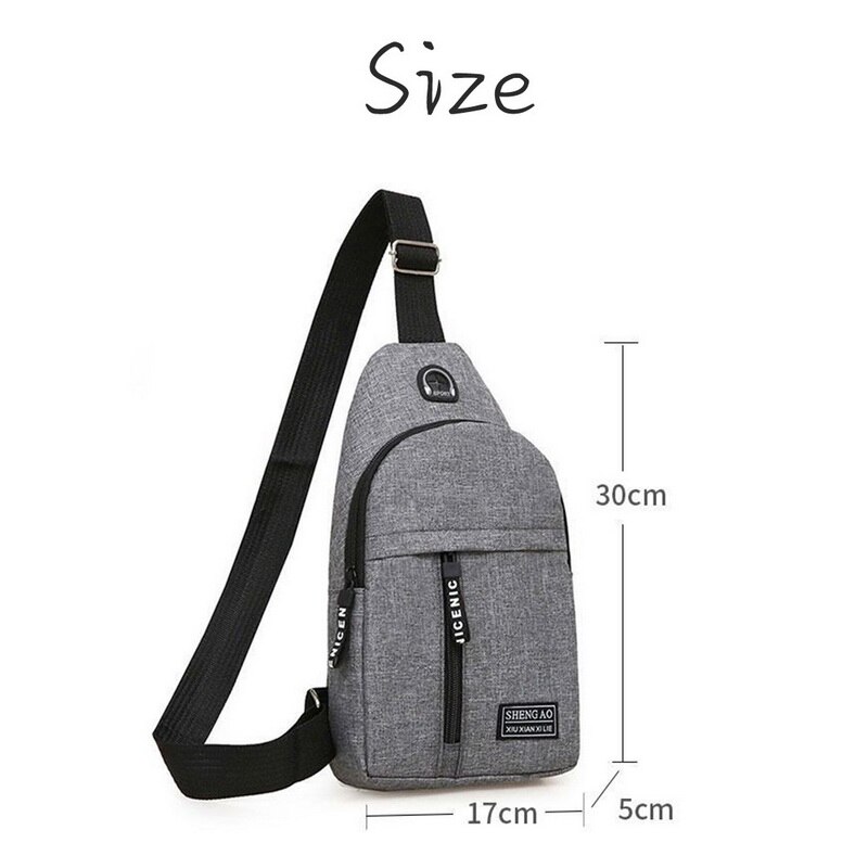 Male Shoulder Bags USB Charging Crossbody Bags Theft Chest Bag School Summer Short Trip Messengers Bag