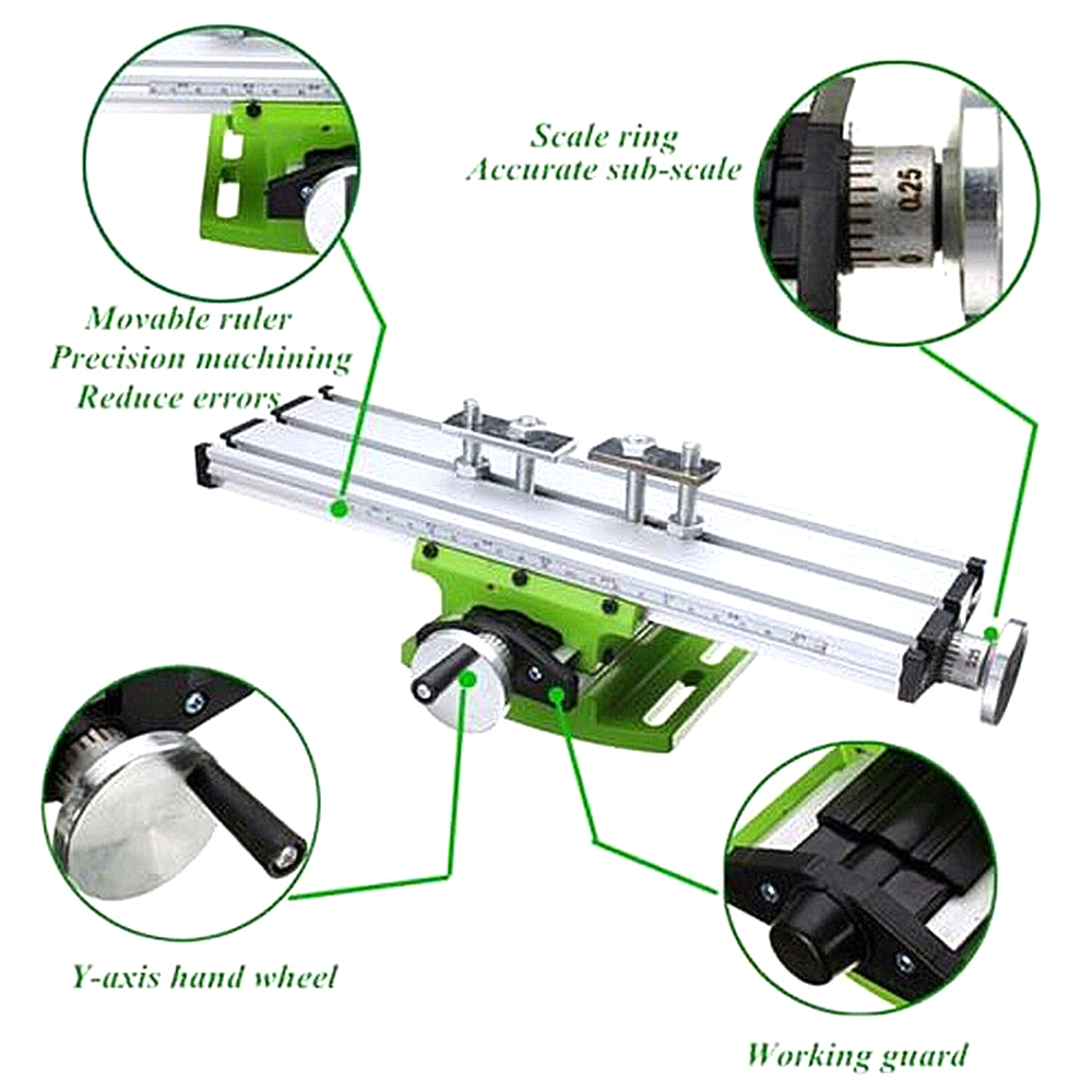 Milling Machine Multi-function Milling Machine Bench Drill Vise Fixture Work Table X Y-axis Adjustment Coordinate Table Cutter