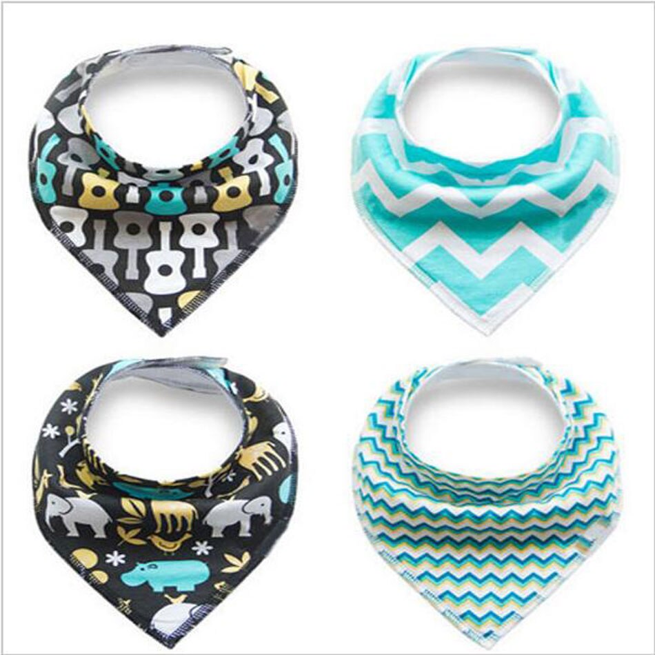 HappyFlute 4 stuks veel burp slabbers speeksel handdoek Pijl dier cartoon burp doeken driehoek katoen bandana accessoires: D28