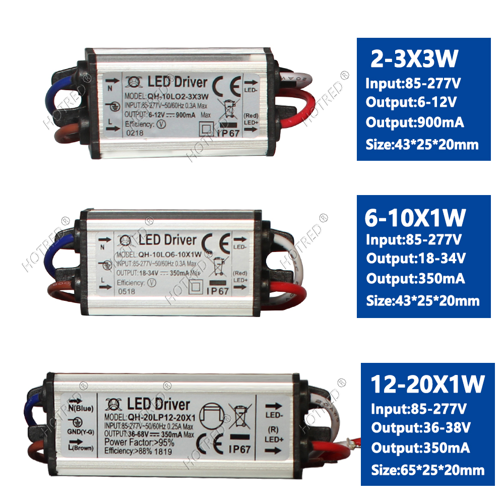 Adaptador de transformador a Fuente de alimentación, Controlador LED de 10W, 20W, 30W, 50W, 100W, a DC3V AC85V-277V, 12V, 18V, 24V, 30V, IP65, 300/600/900/1500/3000mA