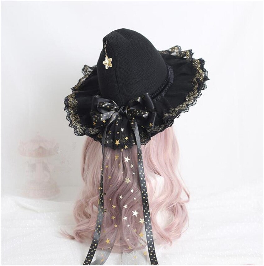 Chapeaux de sorcière magnifiques, mascarade Rose, nœud de fleur, chapeau de magicien gothique Lolita Halloween, accessoires de Costume Cosplay D983