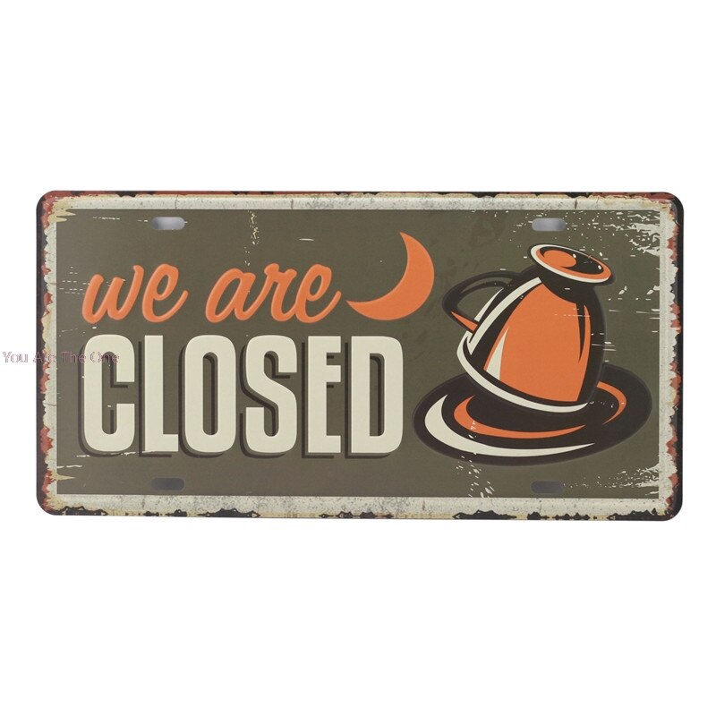 Fresh Brewed Coffee Menu Cafe Bar We are Open Closed Metal Tin Signs Iron Painting Home Plaque Wall Stickers Pub Cafe Shop
