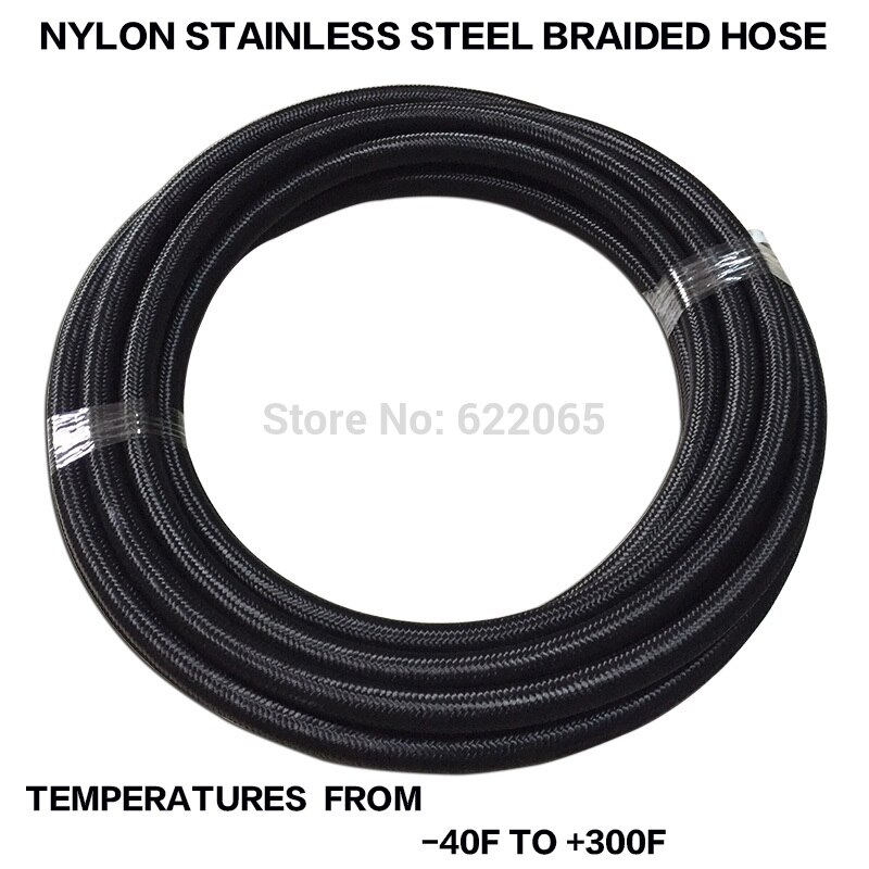 Ytelse  an4/an6/an8/an10/an12 4an 6an 8an 10an nylon rustfritt stål flettet slange lite vektslange, svart oljekjølerslange