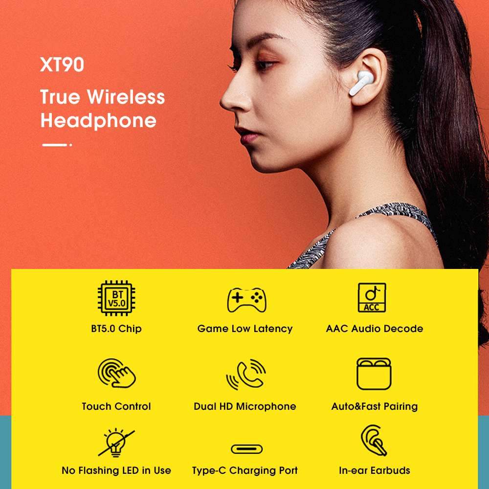 Lenovo XT90 XT92 Wireless Headphones Bluetooth Earphones TWS Headset Sports Low Latency Touch Control Waterproof Earbuds Fitness