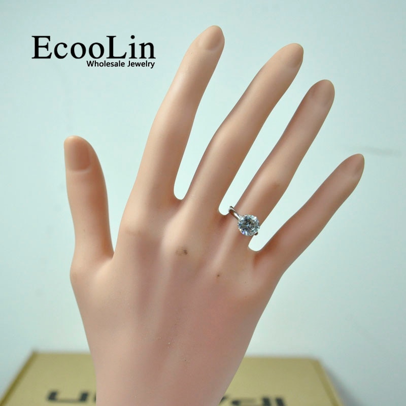 10 Uds EcooLin joyería 1,0 quilate, zirconio anillos Chapado en plata lotes para mujeres paquetes a granel LR4023