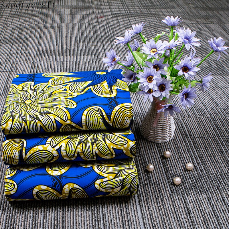 3 Yards 100% Polyster Echte Wax Afrikaanse Stof Afrikaanse Print Stof Tissu Wax Africain Bloemenprint Fabricfor Naaien Jurk