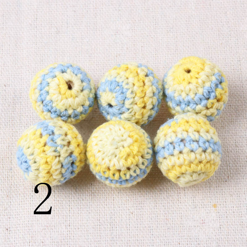 Doppel farbe Elegante 20mm Häkeln Perlen Wolle Garn Für Wählen Gestrickte Durch Baumwolle Gewinde DIY Schmuck Machen 5 Stck