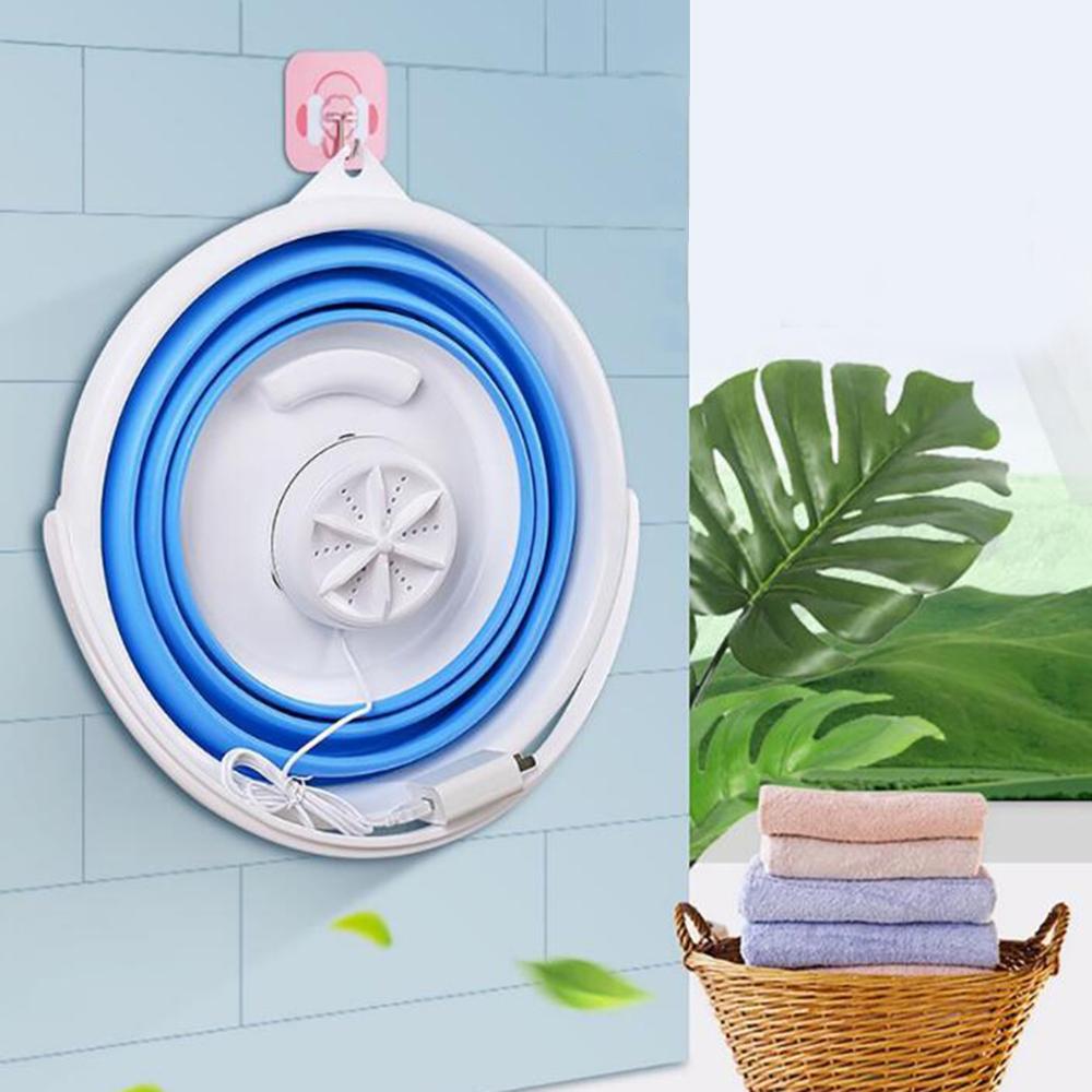 Foldbar mini vaskemaskine bærbar personlig roterende turbine vaskemaskine hjem forretningsrejse ultralyd turbiner vaskemaskine vaskeri