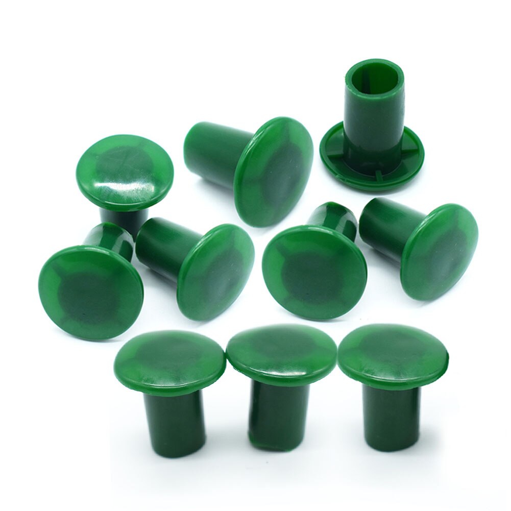 10Pcs Green PVC Garden Bamboo Cane Topper Protectors Hiking Climbing Pole Tips Cap Replacement Walking Stick Round Covers