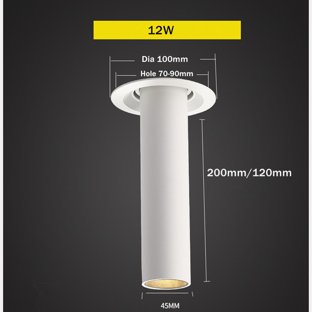 Inbouwspot Plafond Led Downlight Lange Buis Indoor Led Plafondlamp 12W Spot Led Lamp Voor Woonkamer Slaapkamer kantoor