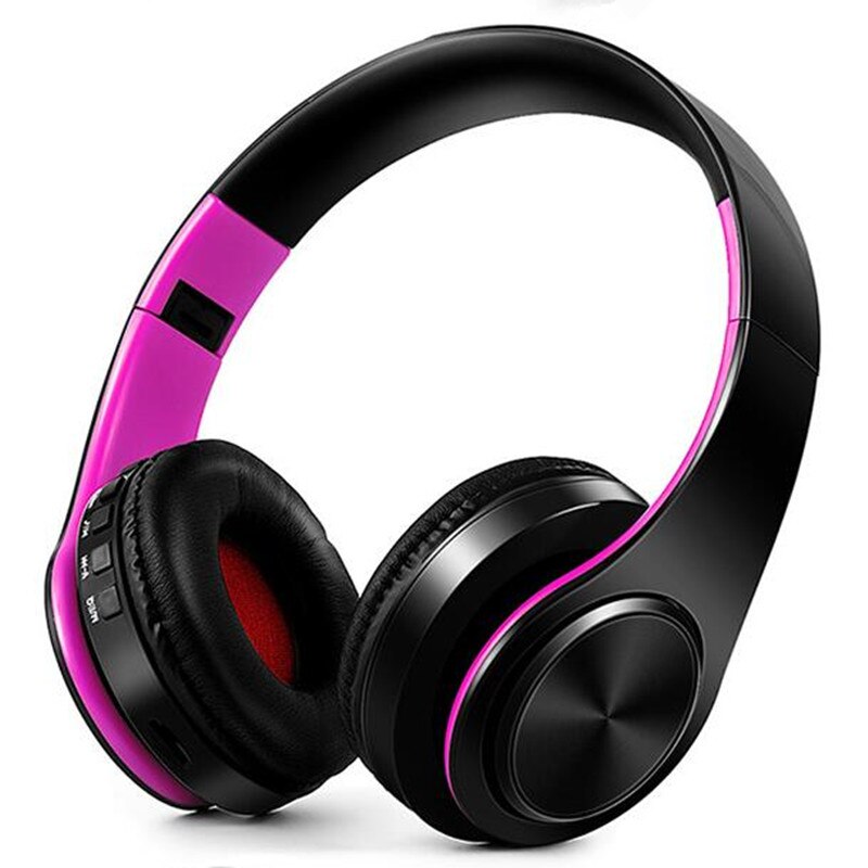 Upgraded 5.0 Bluetooth Earphone 10 Hours Working Stereo Wireless Headphones Foldable Handsfree Headset with MIC for Mobile Phone: V5.0 rose red black