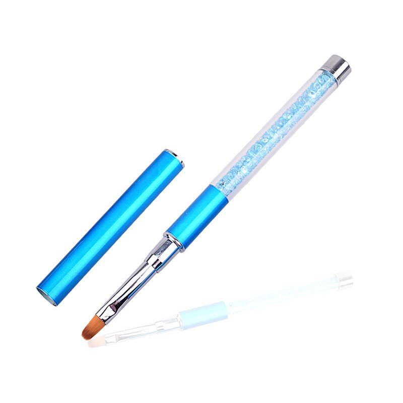 Trazador de líneas de pintura en Gel UV, 1 unidad, cepillo de pluma para uñas, removedor de cutículas de cuarzo, mango de cuentas de 10 colores, herramienta de pincel para manicura artística