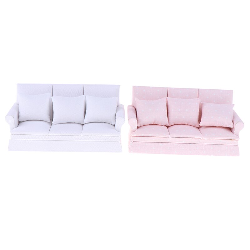 1/12 Scale Dollhouse Sofa with Back Cushion Mini Sofa Chair Furniture Model Toys for Doll House Decoration Accessories