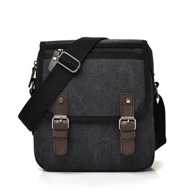 Canvas Men Shoulder Bags Vintage Messenger Crossbody Bags for Men Satchel Big Capacity Casual Tote Bag Men Handbag: Black