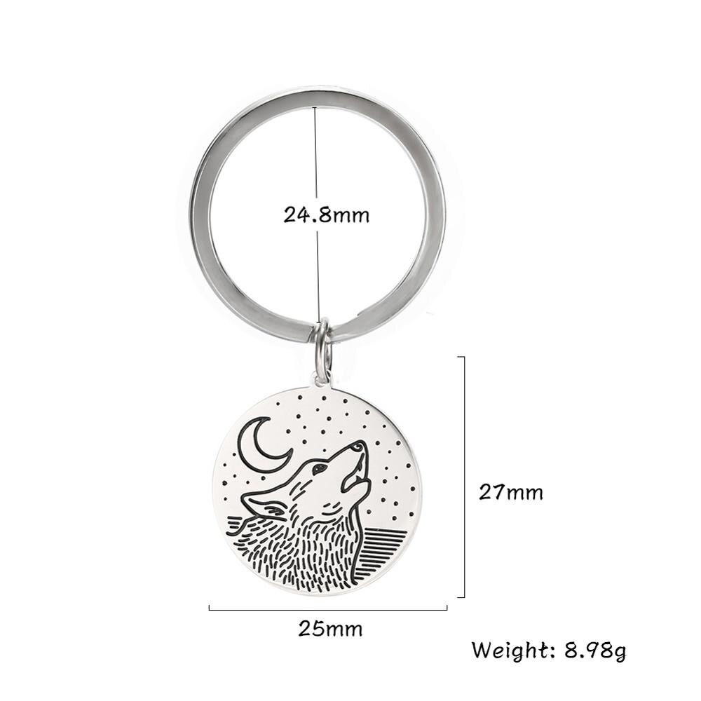 Skyrim-porte-clés rond à breloque Animal loup pour hommes et femmes, en acier inoxydable, porte-clés avec pendentif pour sac: Wolf 5