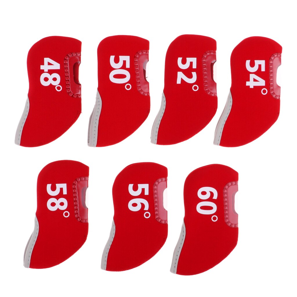 Pack 7 Sport Golf Club Iron Putter Headcover Head Cover Protector Set Accessoires-Verschillende Graden-Duurzaam & Draagbare: Rood