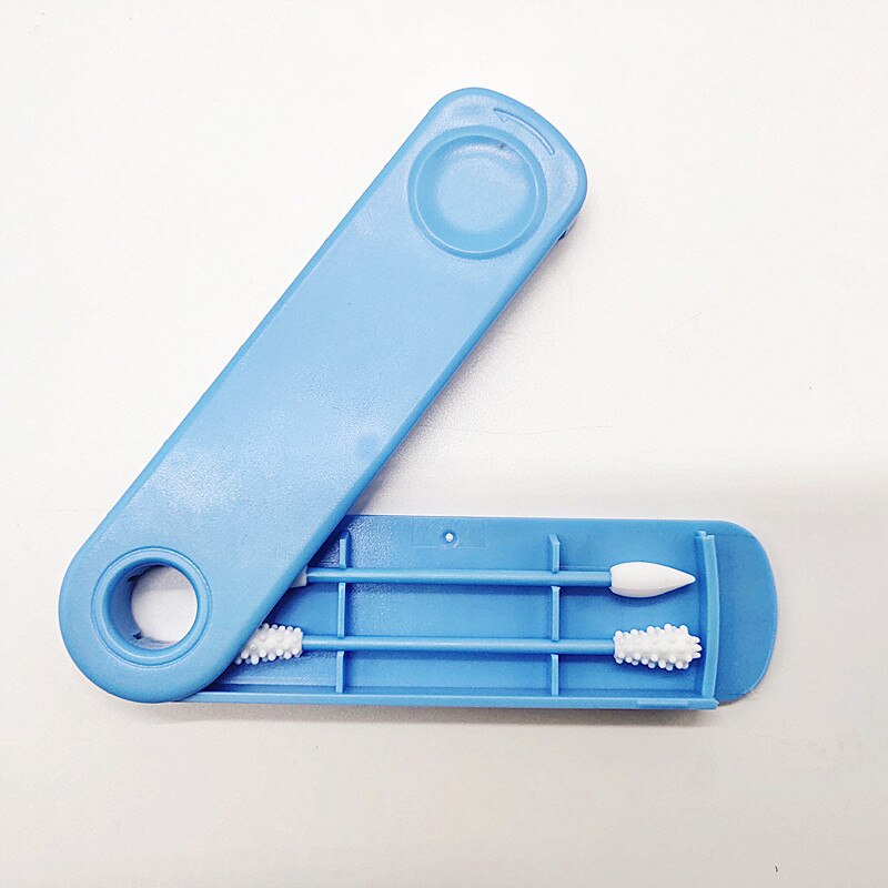 1PC Reusable Cotton Swabs Earpick Boxed Cleaning Silicone Buds Double-headed Makeup Swabs Sticks Soft Flexible Ear Care Tools: Blue