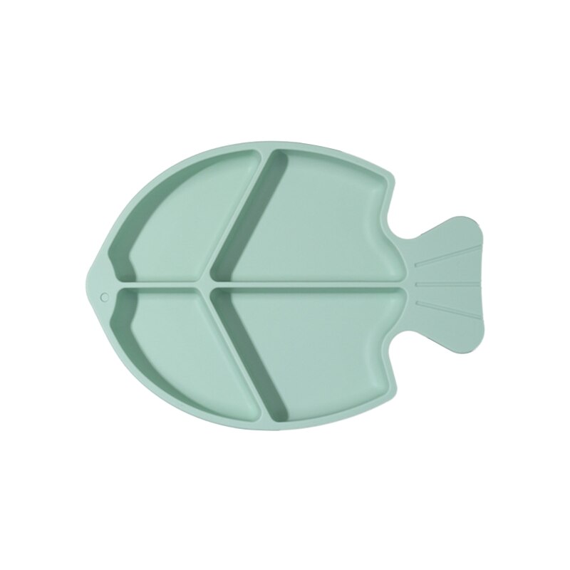 Baby Silicone Fish Tortoise Rabbite Shape Divided Suction Silicone Plate Bowl Suction Tray Antislip Kids Food Feeding Bowl: 52-Green
